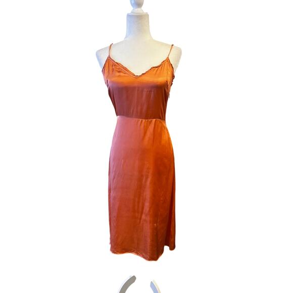 WILFRED Rust Orange Cupro Slip Dress Size 2 - Picture 2 of 7